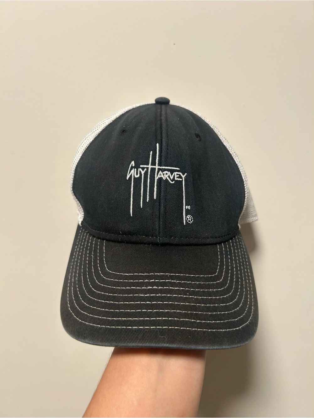 Guy Harvey Charcoal Navy White Mesh Trucker Hat